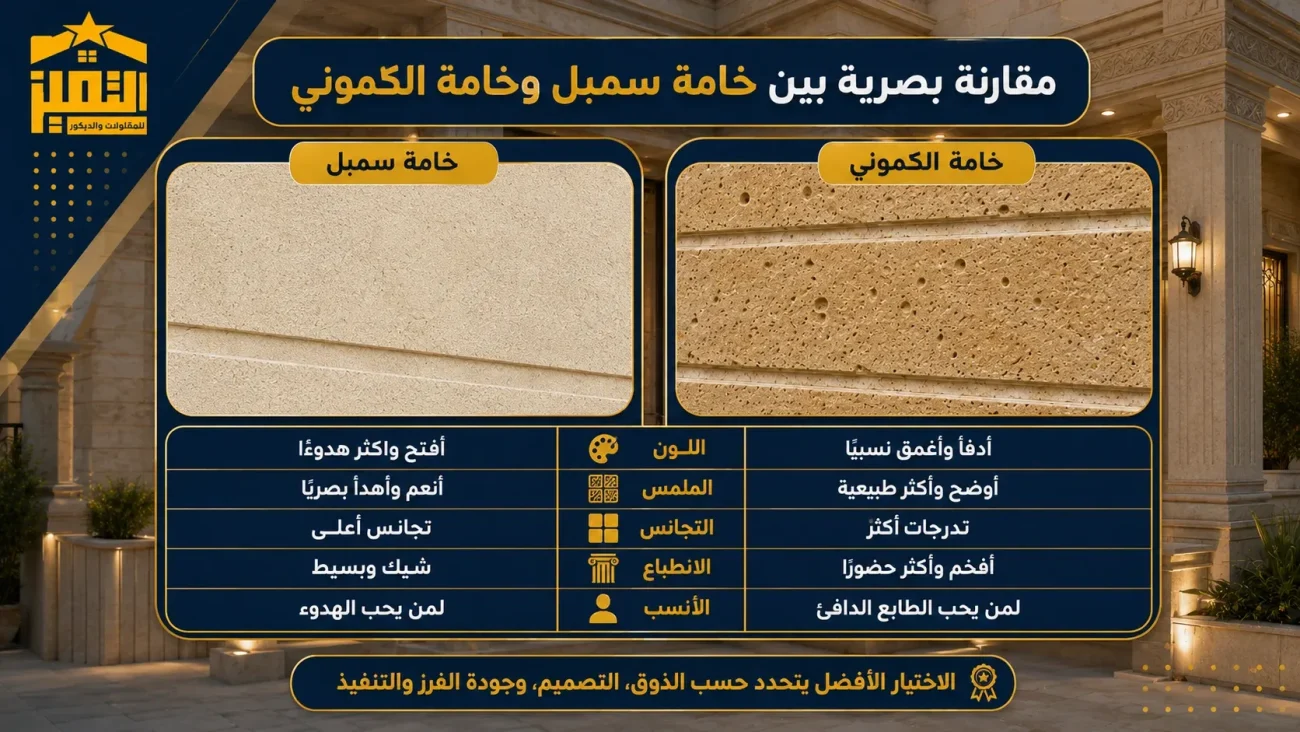 مقارنه بصرية بين خامة سمبل وخامة الكموني